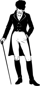 Schwarzweiße Grafik, eleganter Gentleman mit Gehstock